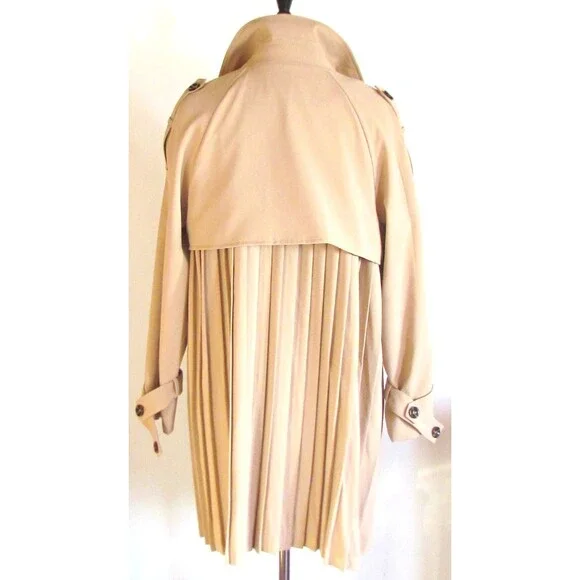 DESIGNER BATUNA BEIGE PLEATED DETAIL BELTED TRENCH COAT SIZE MED - Picture 14 of 16